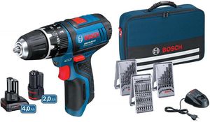 Akku-Bohrschrauber Bosch GSR 12V-15 - Zubehör + Tasche, 1x2.0/1x4.0 Ah.