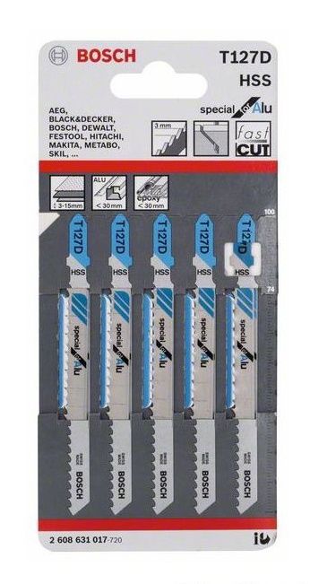 Stichsägeblatt Bosch T 127 D - speziell für Alu 5er-Pack