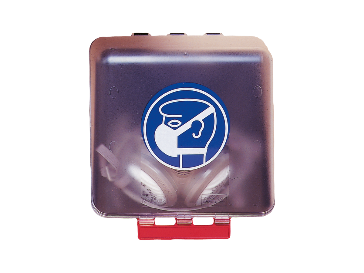 Aufbewahrungsbox für Atemschutzmaske - aus blauem Kunststoff  SECUBOX MIDI