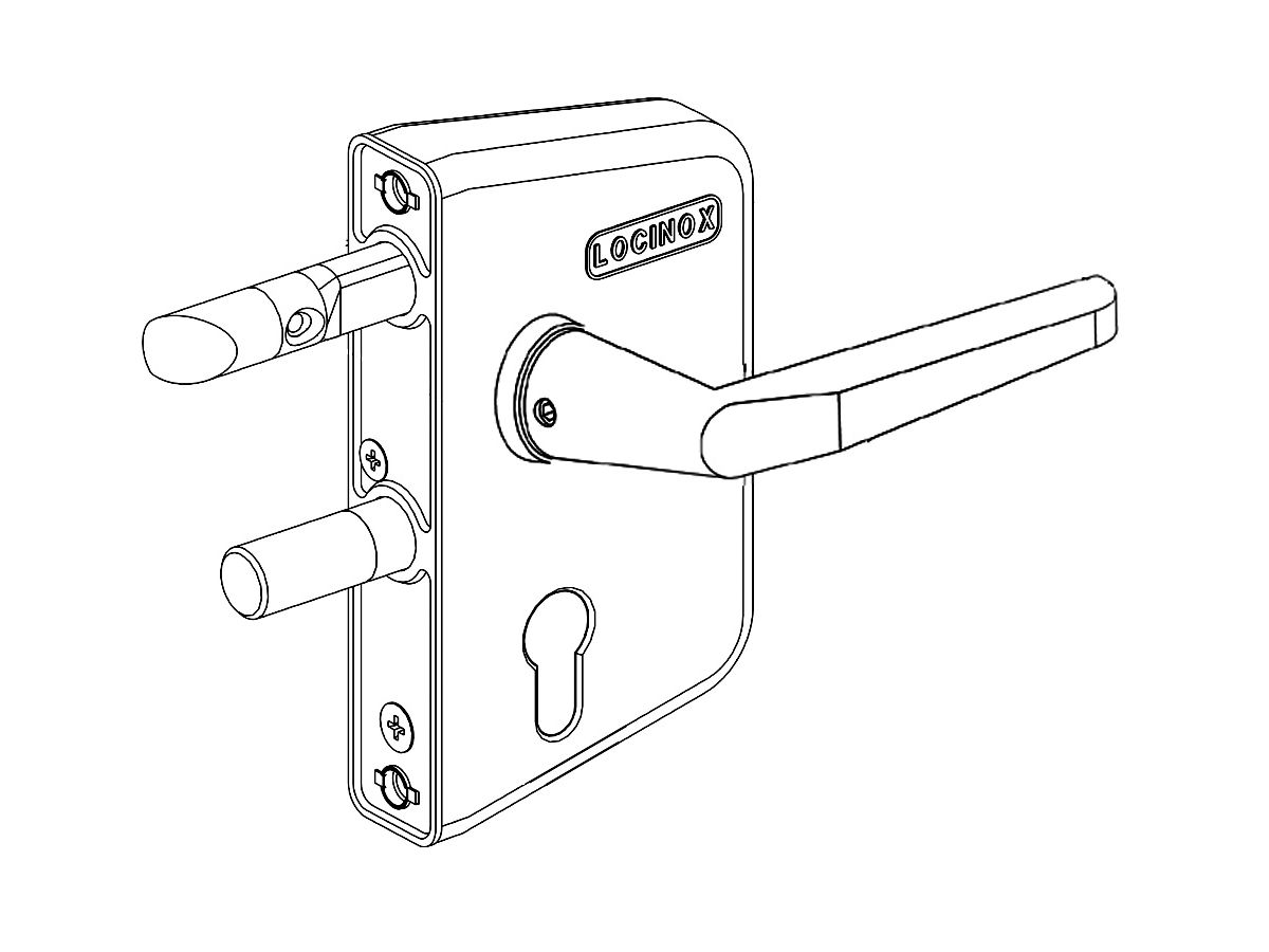 Torschloss LOCINOX verstellbarø33-42-48 - Profil-Ausschnitt ohne Zyl. 30-40-50