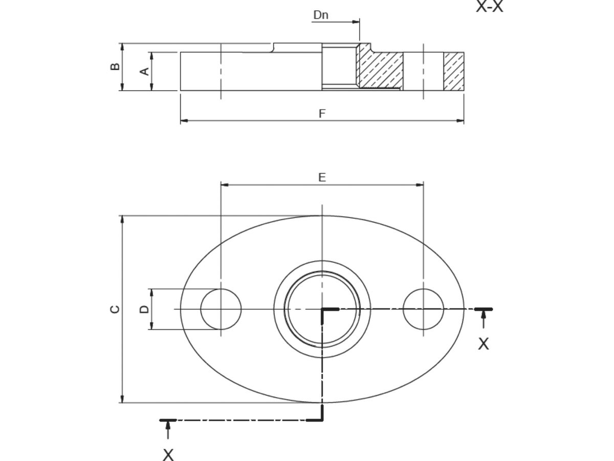 Rotguss Wassermesser-Flansch IG 11/2" - Gummidichtung NBR PN10/40, PN16