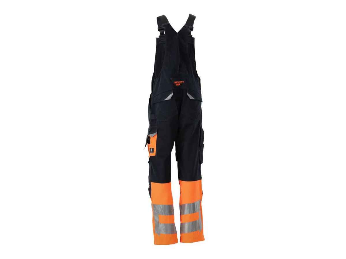 Sunderland Latzhose mit Knietaschen - Gr. 82C60, schwarzblau/hi-vis orange