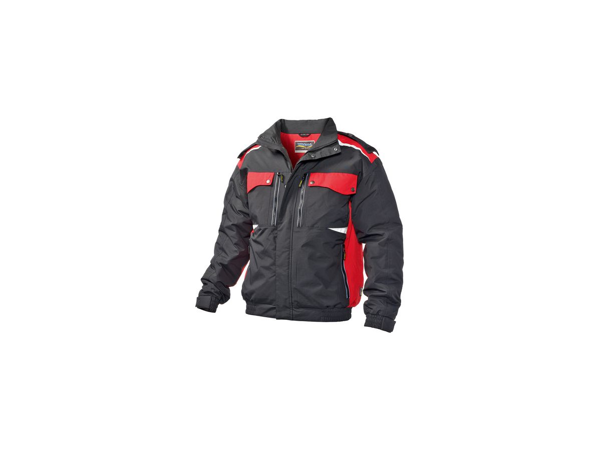 Pilotenjacke Gr. XL schwarz/rot - Kapuze im Kragen verstaubar, 100% Nylon