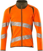 Sweatshirt mit Reissverschluss, Gr. 2XL - hi-vis orange/moosgrün