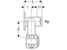 Geberit Doppelanschlusswinkel 90° - FlowFit d1 Ø 16 / d Ø 20 mm