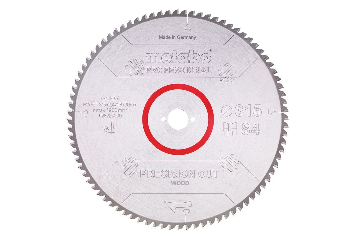 Kreissägeblatt METABO 315x30 Z84 WZ5°neg - PrecisionCut Wood-Professional