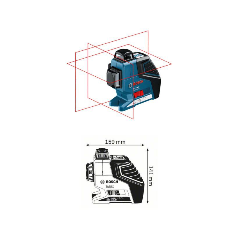 Linienlaser Bosch GLL 3-80 + Alkaline - in L-Boxx