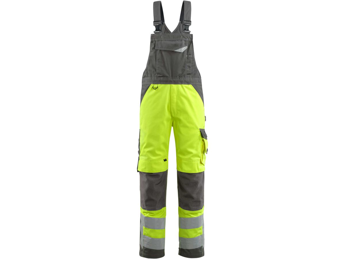 Latzhose mit Knietaschen, Gr. 82C66 - hi-vis gelb/dunkelanthrazit