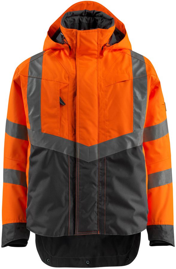 Regenjacke Harlow Gr. L, 210 g/m² - hi-vis-orange/dunkelanth. 100% Polyester