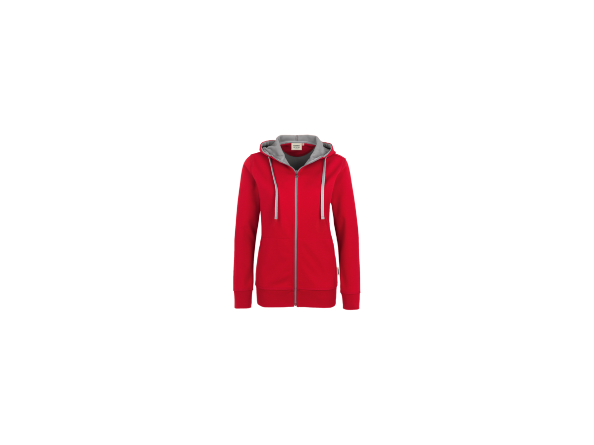 Damen-Kapuzenjacke Bonded M - rot/silber, 75% PES/25% CO
