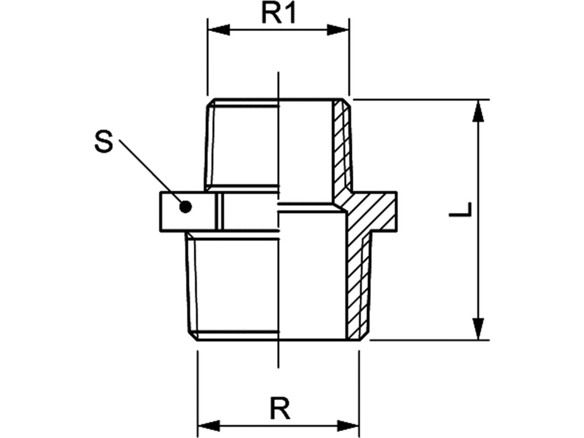 Doppelnippel reduziert Nr.245   2 -11/2" - Messing