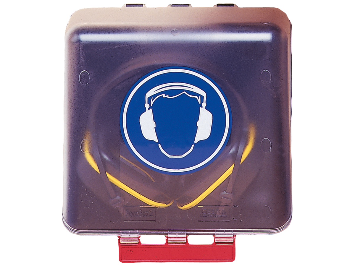 Aufbewahrungsbox für Gehörschützer aus - blauem Kunststoff   SECUBOX MIDI