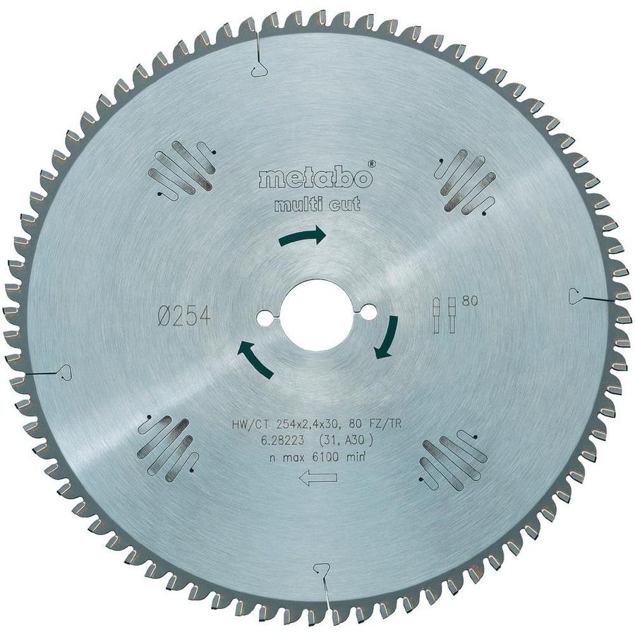 Kreissägeblatt METABO 254x30x1.8 mm - Z80 FZ/TZ 5°Neg., MultiCut Professional