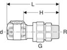 Übergangsverschraubungen mit Aussengew. - GEBERIT FlowFit 1 1/2", 50 mm