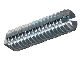 Gewindestifte mit Schlitz und Spitze - St. verz. blau chromat. ISO 7434 DIN 553