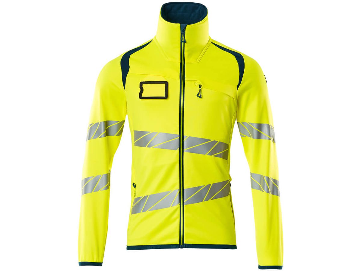 Fleecepullover mit Reissverschl. Gr. 2XL - hi-vis gelb/dunkelpetroleum
