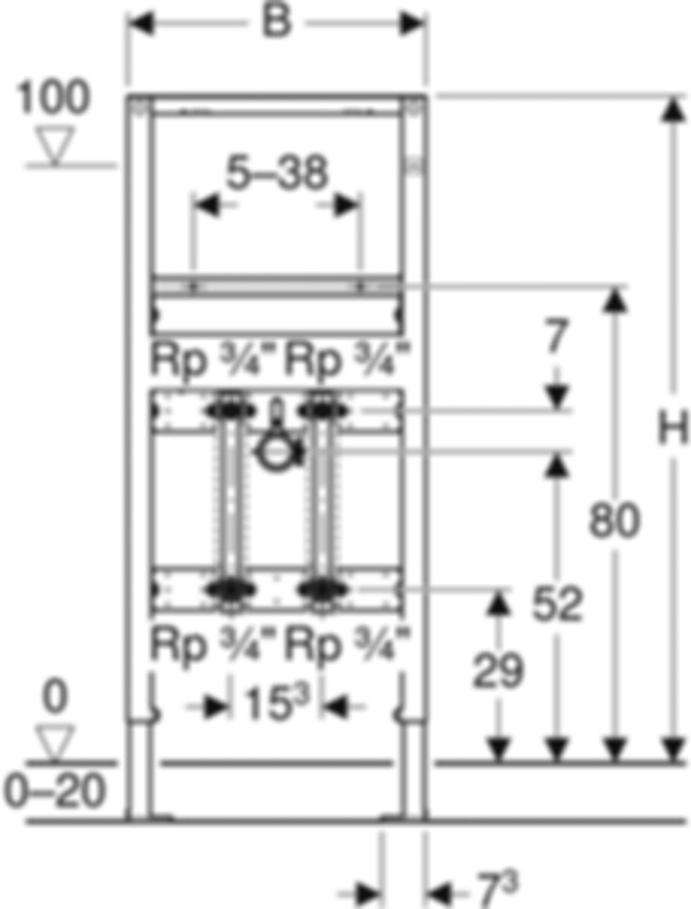Geberit Duofix Element für Wascht. 112 - Standarmatur, mit zwei Wasserzählerstr.