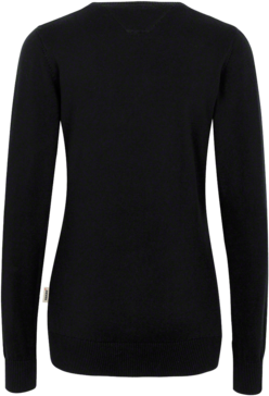 Damen-V-Pullover Prem.-Cotton S schwarz - 100% Baumwolle