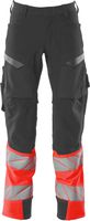 Hose mit Knietaschen, Stretch, Gr. 76C46 - dunkelanthrazit/hi-vis rot, 88%PES/12%EL