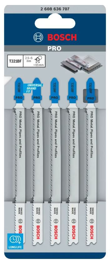 Stichsägeblatt 132 mm, 5 Stk - gewellt, gefräst Bosch T318B für Metall
