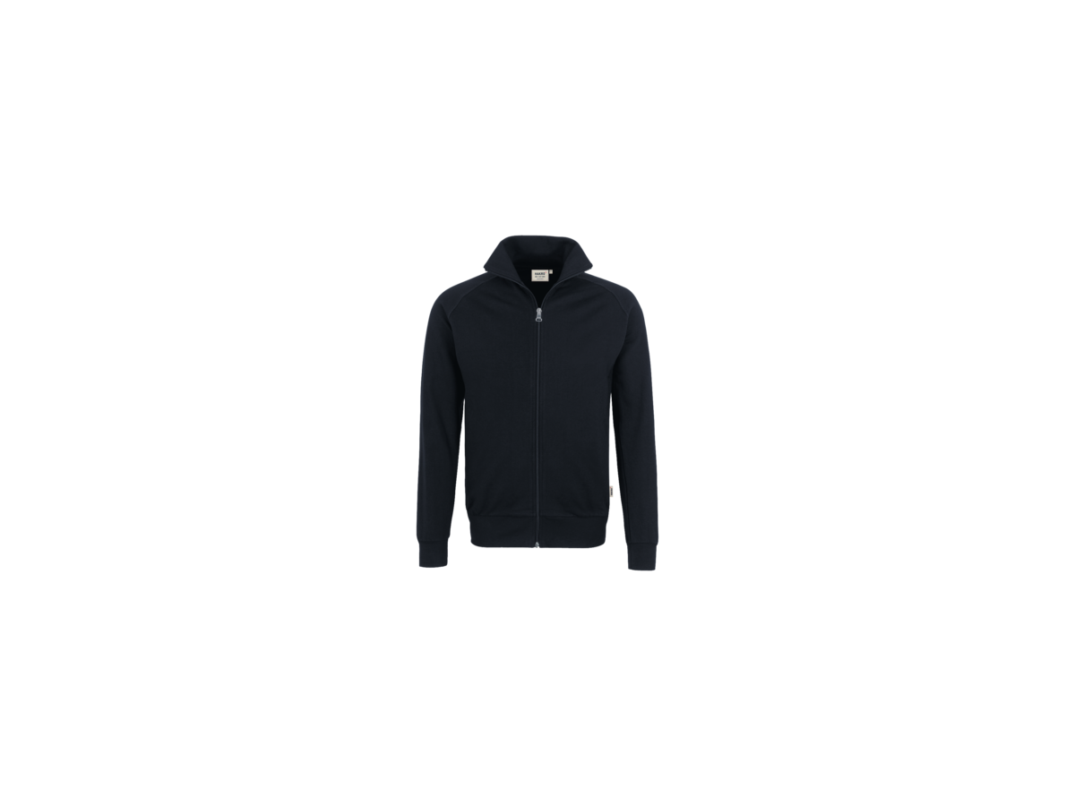 Sweatjacke College Gr. S, schwarz - 70% Baumwolle, 30% Polyester, 300 g/m²