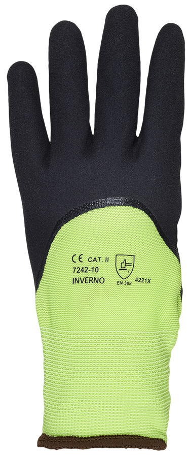 Kälte-Schutzhandschuhe Schichtst. 0.8 mm - raue, schwarze Nitril-3/4Besch. INVERNO