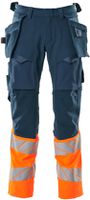 Hose mit Hängetaschen Stretch, Gr. 82C49 - dunkelpetr./hi-vis orange, 92% PES/8%EL