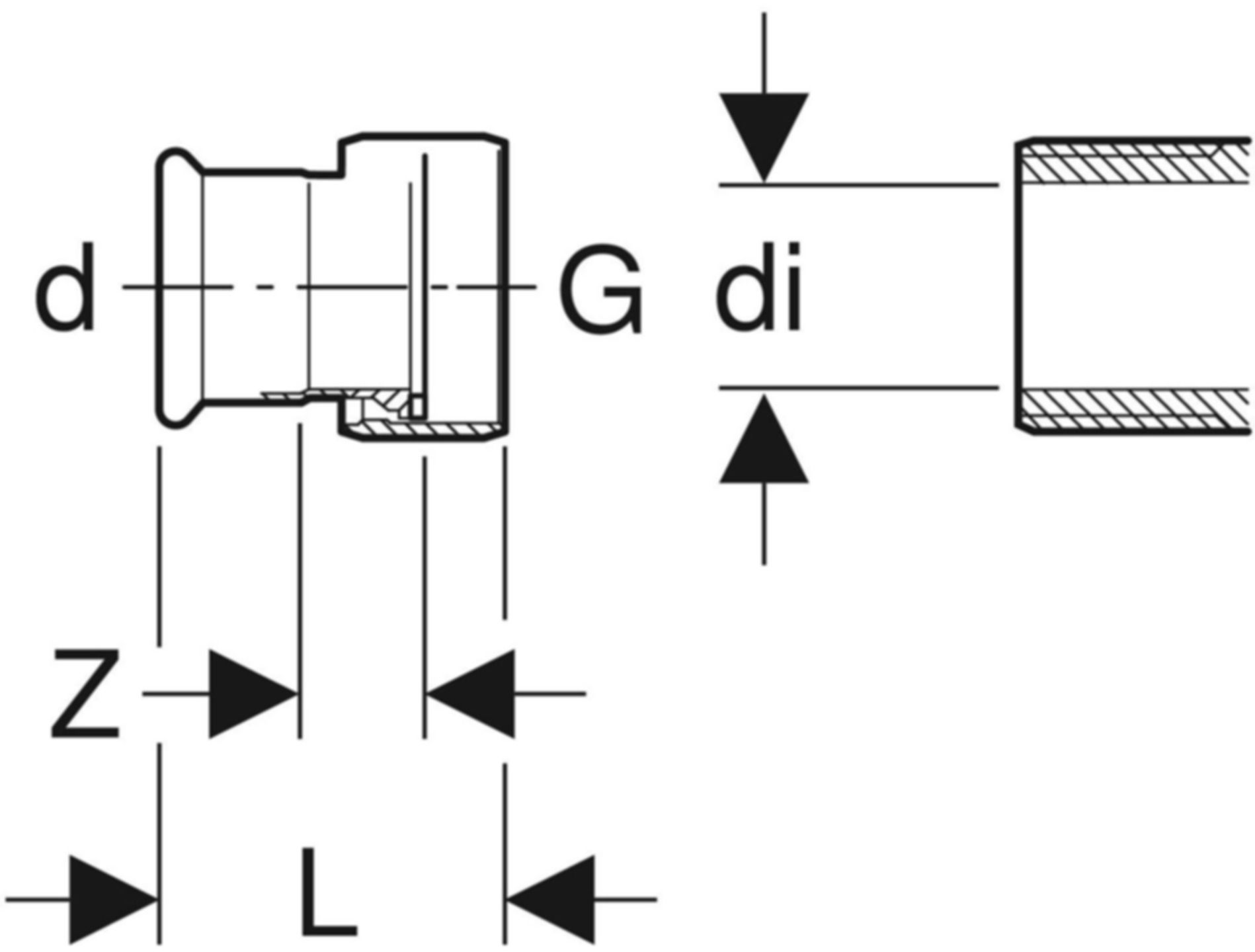 Mapress Therm Übergang m. Überwurfmutter