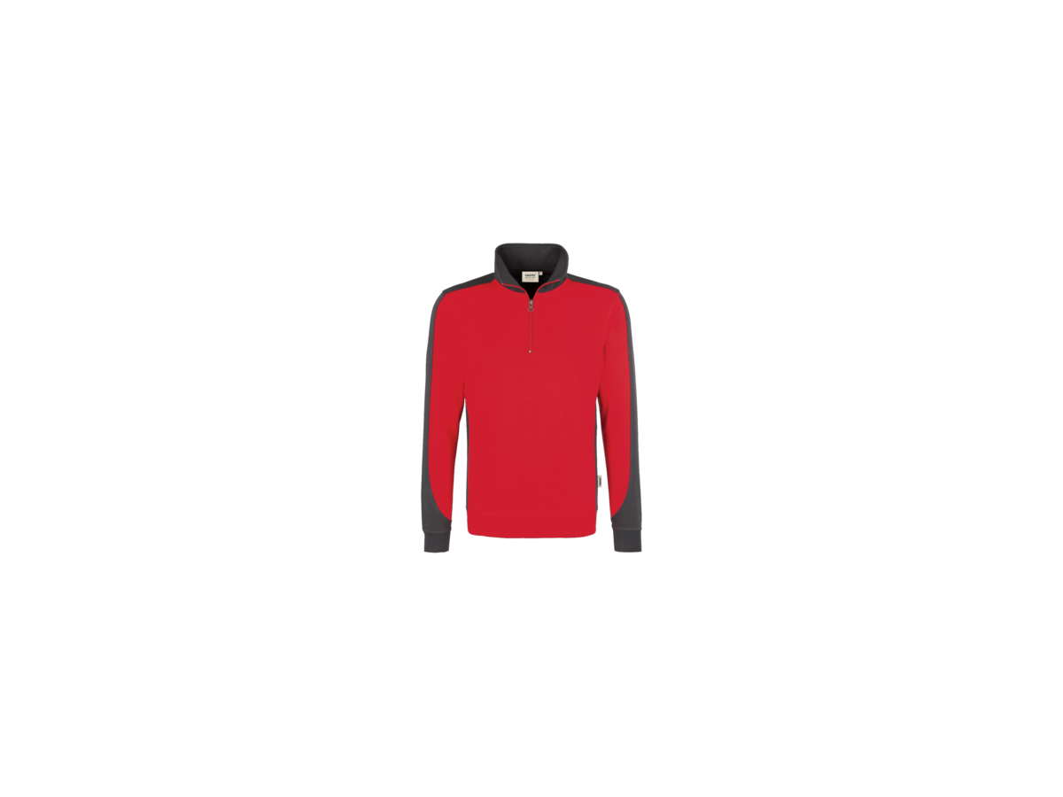 Zip-Sweatshirt Contr. Perf. M rot/anth. - 50% Baumwolle, 50% Polyester