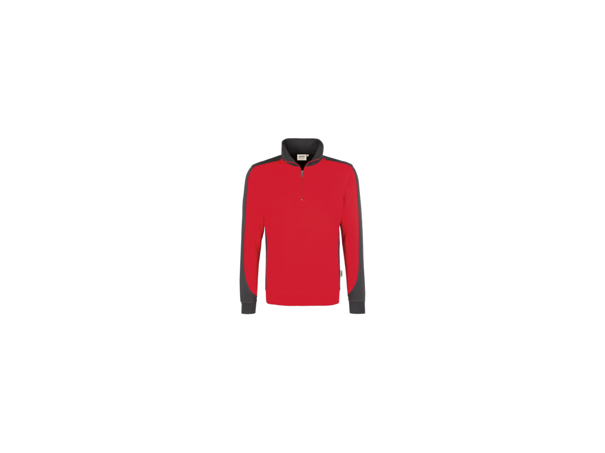 Zip-Sweatsh. Contr. Perf. 4XL rot/anth. - 50% Baumwolle, 50% Polyester, 300 g/m²