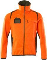 Fleecepullover mit Reissverschl. Gr. 2XL - hi-vis orange/moosgrün, 94%PES/6% EL