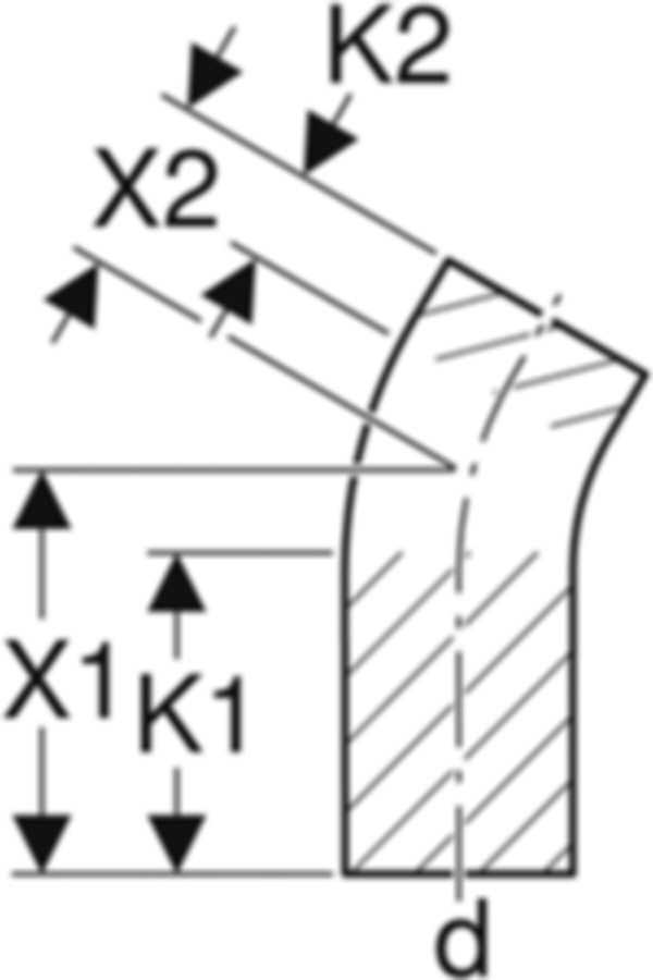 Geberit PE Bogen 30° - mit langem Schenkel