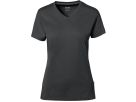 Cotton Tec Damen V-Shirt, Gr. L - anthrazit