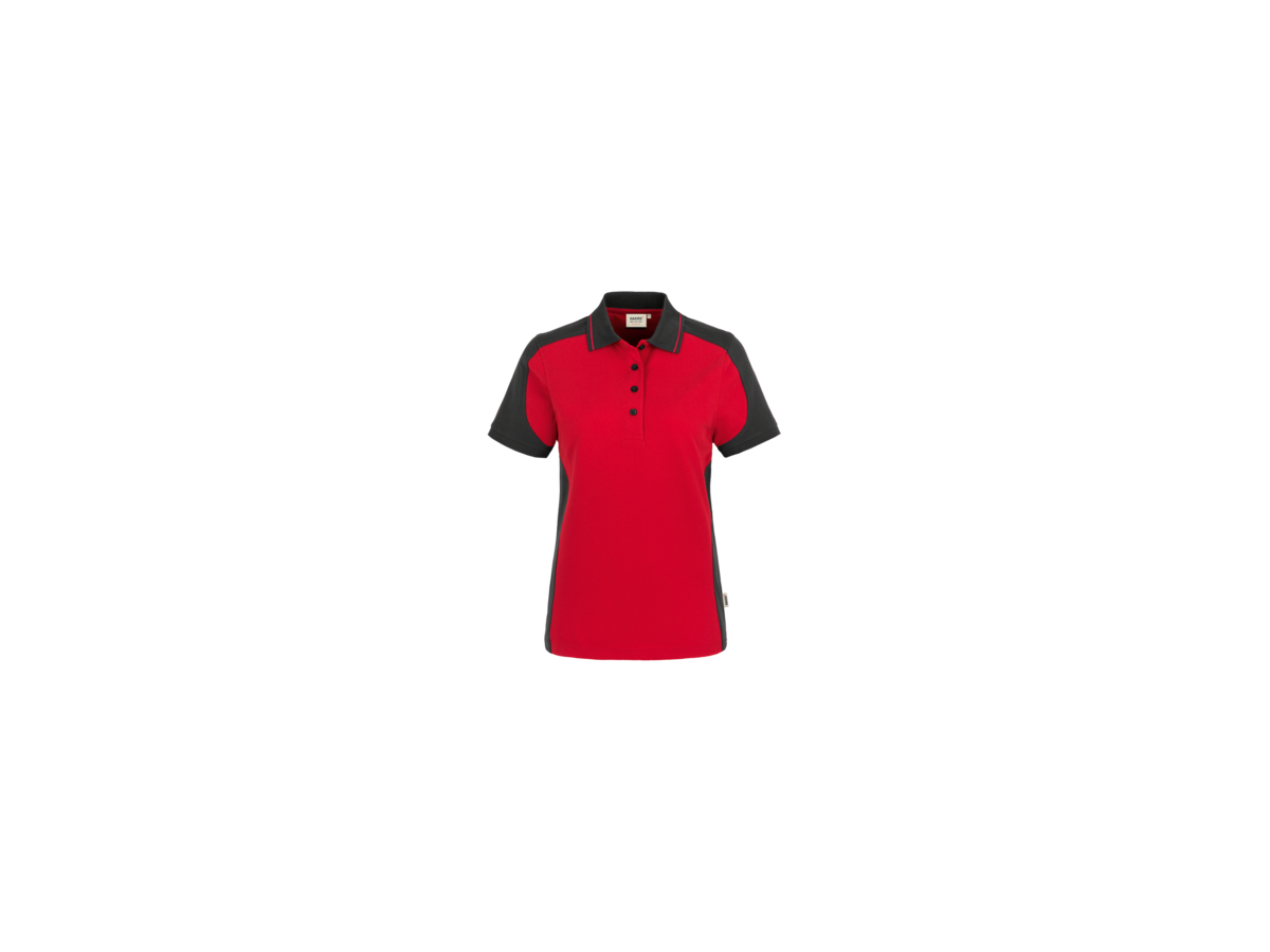 Damen-Polosh. Contr. Perf. 2XL rot/anth. - 50% Baumwolle, 50% Polyester, 200 g/m²