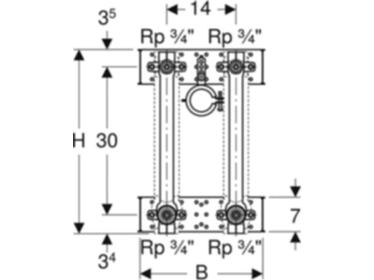 Geberit GIS-Wasserzählerstrecken 2" - Kompakteinheit, 1 Zählergehäuse Koax