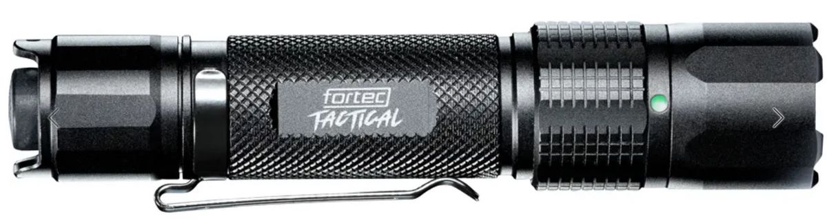 Taschenlampe FORTEC TACTICAL 1200lm IP68 - Akku, 23 Std., 180 m, 3.6V 2.6Ah Li-Ion