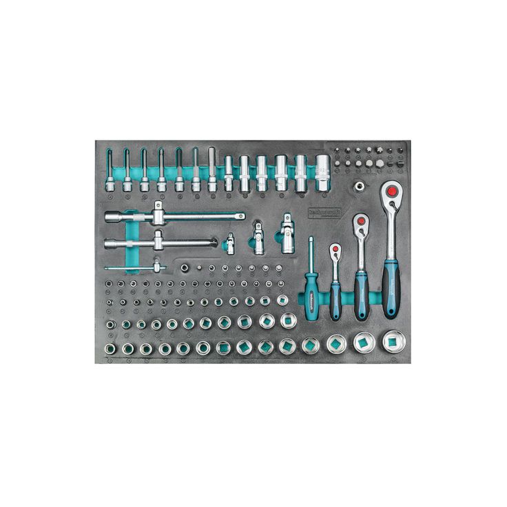 Werkstattwagen "Swiss Team" 297-tlg. - Technocraft, 1/4+3/8-1/2" 8 Schubladen