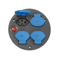 Steckdoseneinsatz-Montageplatte - 4-fach IP44 mit Deckel *CH*