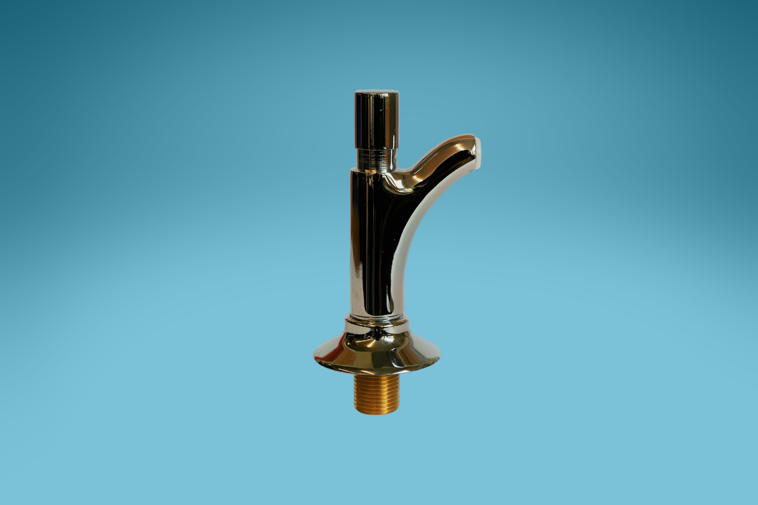 Drückerauslaufhahnen 1/2" - Messing verchromt, Auslaufz. ca. 7 Sek.
