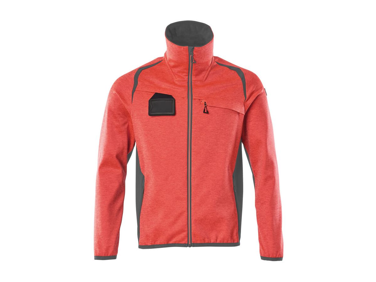 Fleecepullover mit Reissverschl. Gr. XL - hi-vis rot/dunkelanthrazit 94%PES/6% EL