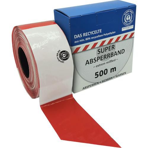 Absperrband rot/weiss 80 mm 500 lfm - das Recycelte