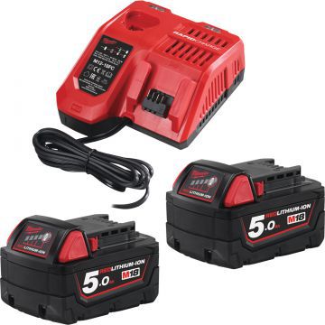 Starter-SET Milwaukee M18 NRG-502 - mit zwei Akku + Ladegerät 5.0Ah