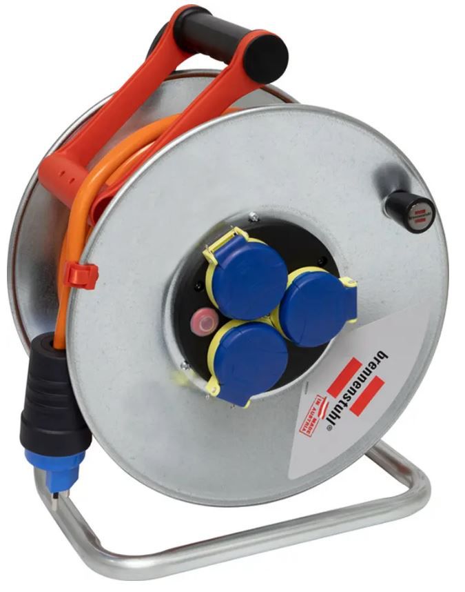 Kabelrolle Garant SK IP55 Stahl 33 m - AT-N07V3V3-F 3G1.5 Orange, 3xT13