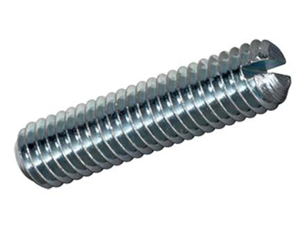 Gewindestifte m. Schlitz u. Ringschneide - St. verz. blau chromat. ISO 7436 DIN 438