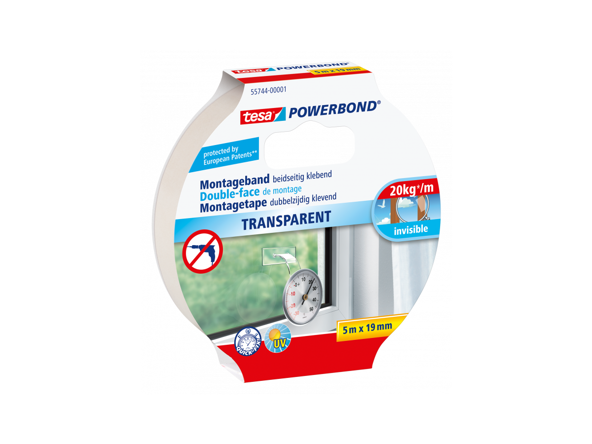 Montageband TESA Powerbond Indoor 55744 - 19mmx5m, transparent