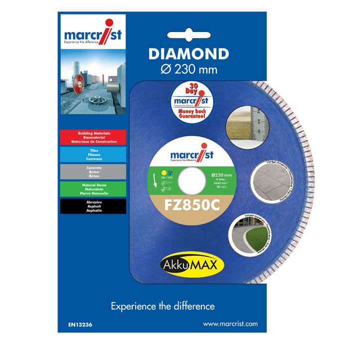 Diamanttrennscheibe FZ 850C ø125x22.2 mm - Marcrist, für Kurven, Feinsteinzeugpl.