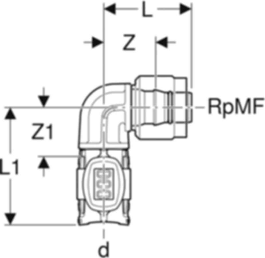 Übergangswinkel 90° mit MasterFi - GEBERIT FlowFit