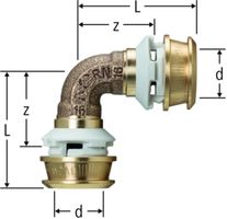 Bogen 90° NUSSBAUM Optiflex-Flowpress - PN 10, für 1-LU-Rohre, Rotguss, Kunstst.