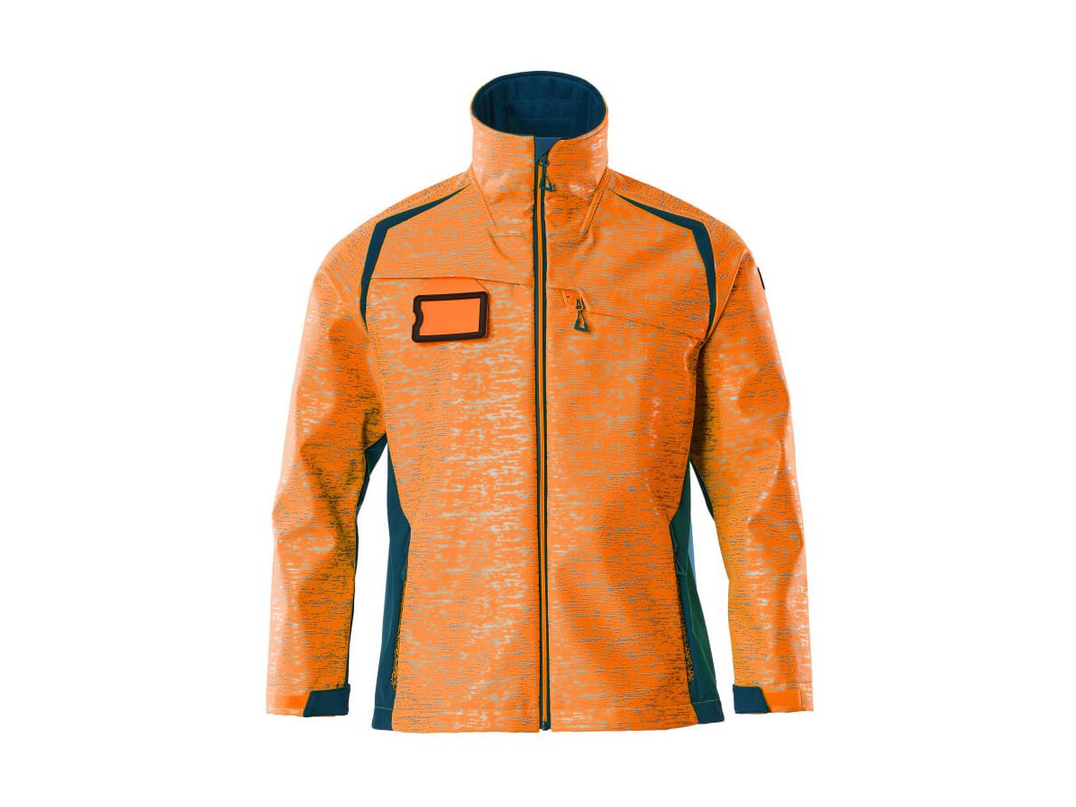 Soft Shell Jacke Reflexeffekte, Gr. 4XL - hi-vis orange/dunkelpetroleum, 100% PES