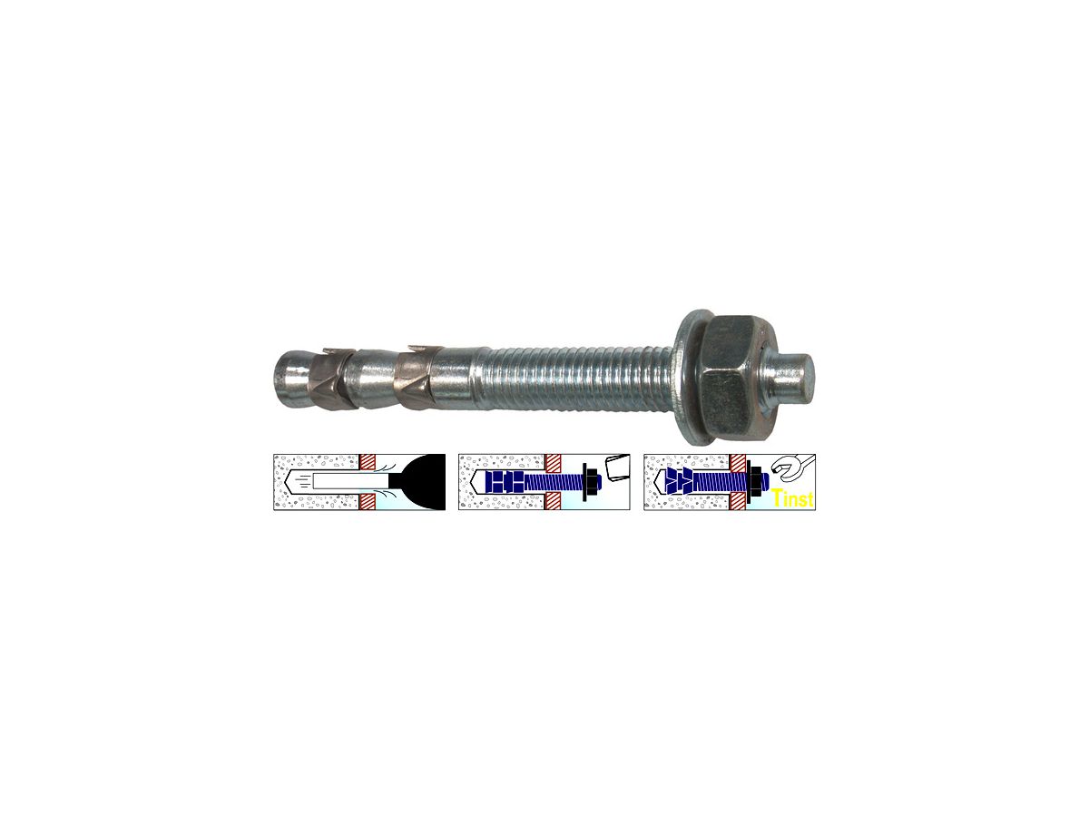 Bolzenanker PXA    M 6/ 40/100 - 2 Konus, Langgewinde,blau verz 100 Stk.